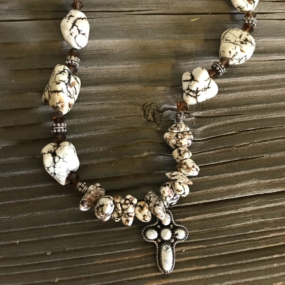 White Brown Western handmade with cross